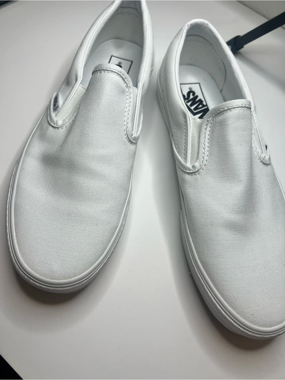 New Vans White Classic Slip-On Canvas Sneakers (never used)